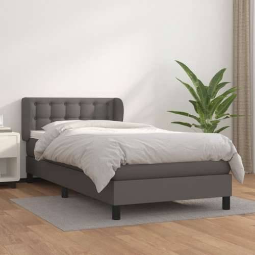 Krevet s oprugama i madracem sivi 90 x 190 cm od umjetne kože - Siva 90 x 190 cm gumbi Cijena