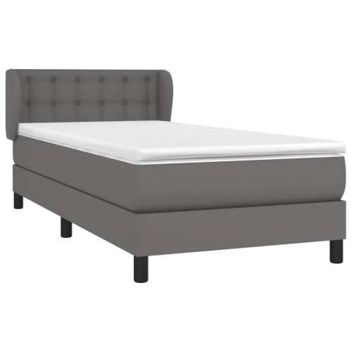 Krevet s oprugama i madracem sivi 90 x 190 cm od umjetne kože - Siva 90 x 190 cm gumbi Cijena