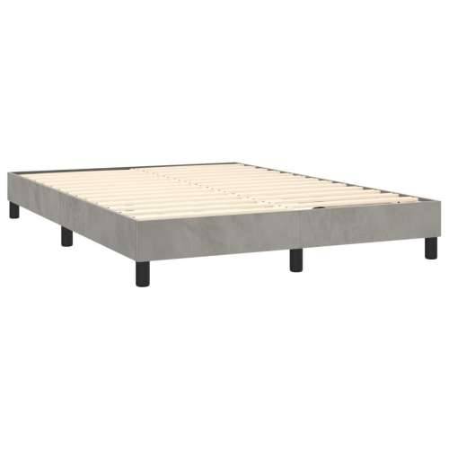 Krevet box spring s madracem LED svjetlosivi 140x190 cm baršun - Svjetlosiva 140 x 190 cm gumbi Cijena