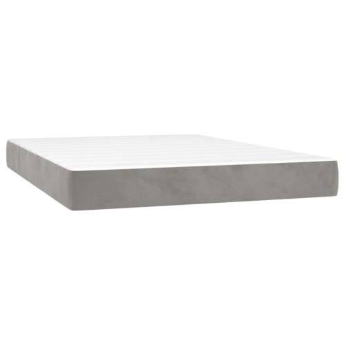 Krevet box spring s madracem LED svjetlosivi 140x190 cm baršun - Svjetlosiva 140 x 190 cm gumbi Cijena