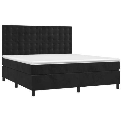 Krevet box spring s madracem LED crni 160x200 cm baršun - Crna 160 x 200 cm gumbi Cijena