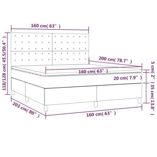 Krevet box spring s madracem LED crni 160x200 cm baršun - Crna 160 x 200 cm gumbi Cijena