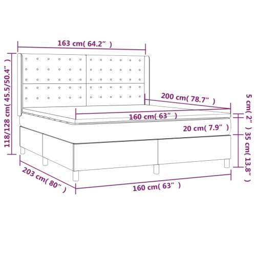 Krevet box spring s madracem LED crni 160x200 cm baršun - Crna 160 x 200 cm gumbi Cijena