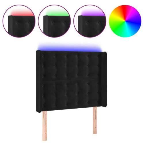LED uzglavlje crno 83x16x118/128 cm baršunasto - Crna 83 x 16 x 118/128 cm 1 Cijena