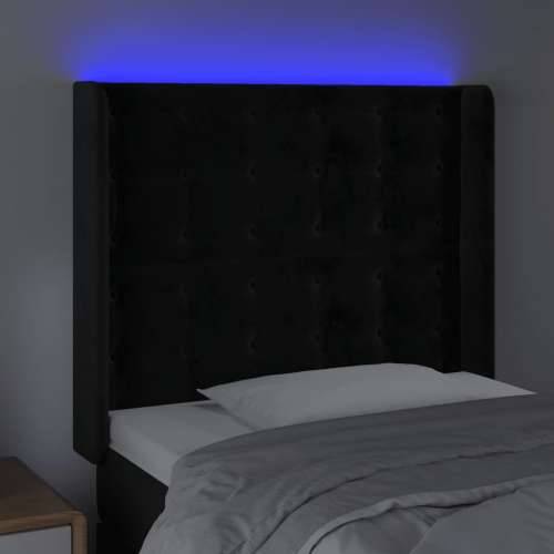 LED uzglavlje crno 83x16x118/128 cm baršunasto - Crna 83 x 16 x 118/128 cm 1 Cijena