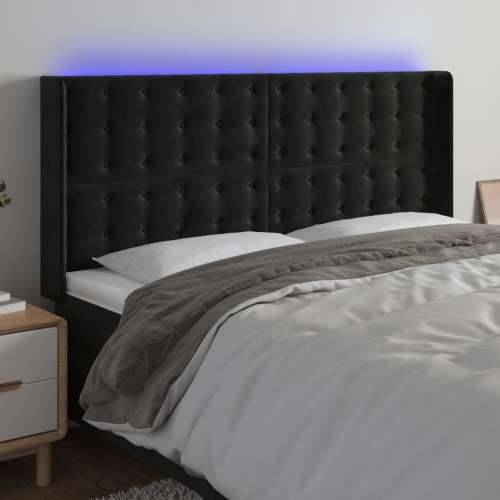 LED uzglavlje crno 163 x 16 x 118/128 cm baršunasto - Crna 163 x 16 x 118/128 cm 1 Cijena