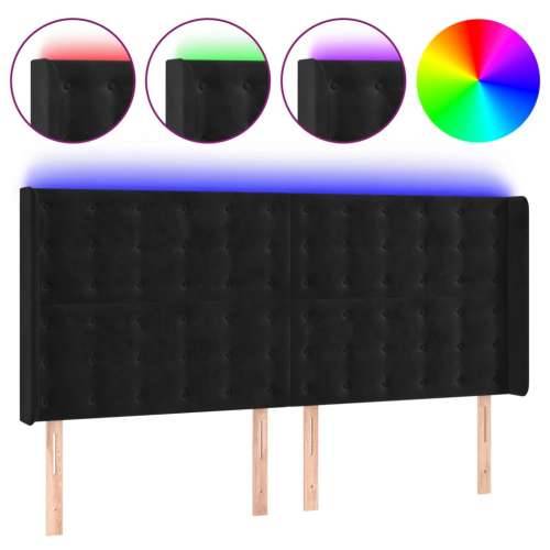 LED uzglavlje crno 163 x 16 x 118/128 cm baršunasto - Crna 163 x 16 x 118/128 cm 1 Cijena