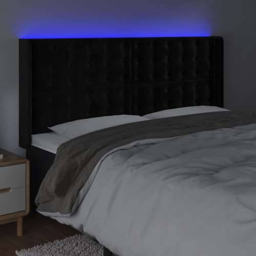 LED uzglavlje crno 163 x 16 x 118/128 cm baršunasto - Crna 163 x 16 x 118/128 cm 1 Cijena