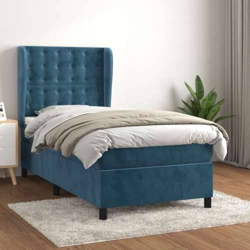 Box spring krevet s madracem tamnoplavi 80 x 200 cm baršunasti - Tamno plava 80 x 200 cm gumbi Cijena