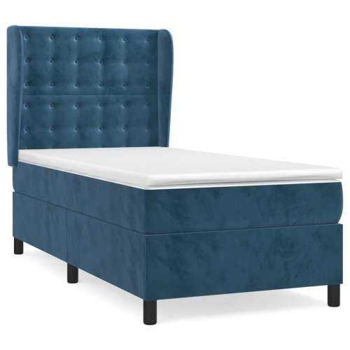 Box spring krevet s madracem tamnoplavi 80 x 200 cm baršunasti - Tamno plava 80 x 200 cm gumbi Cijena