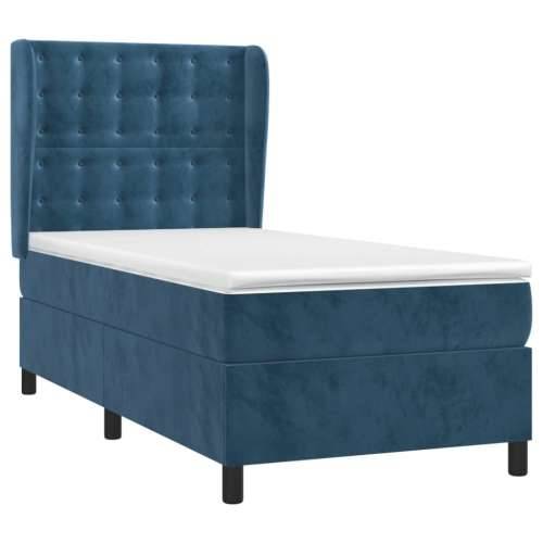 Box spring krevet s madracem tamnoplavi 80 x 200 cm baršunasti - Tamno plava 80 x 200 cm gumbi Cijena