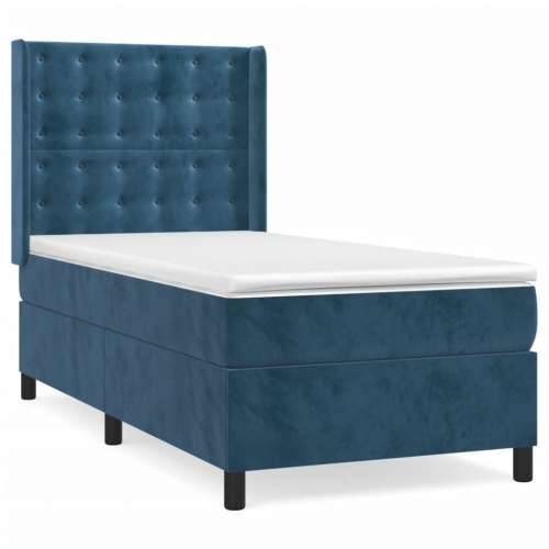 Box spring krevet s madracem tamnoplavi 80 x 200 cm baršunasti - Tamno plava 80 x 200 cm gumbi Cijena