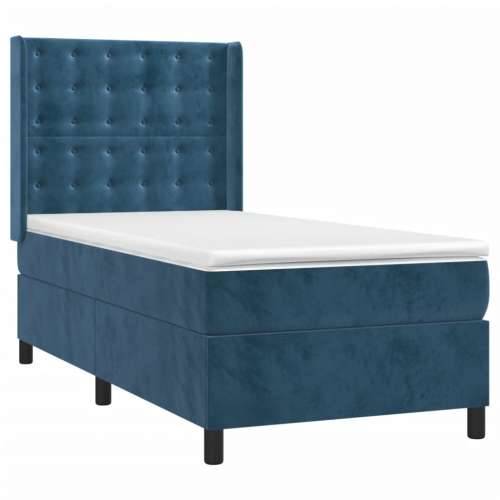 Box spring krevet s madracem tamnoplavi 80 x 200 cm baršunasti - Tamno plava 80 x 200 cm gumbi Cijena