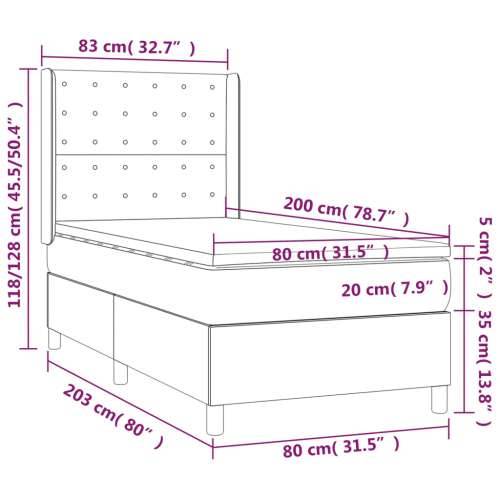 Box spring krevet s madracem tamnoplavi 80 x 200 cm baršunasti - Tamno plava 80 x 200 cm gumbi Cijena