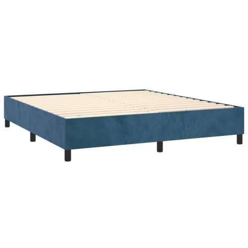 Krevet box spring s madracem LED tamnoplavi 160x200 cm baršun - Tamno plava 160 x 200 cm Okomite pruge Cijena