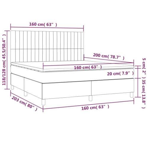 Krevet box spring s madracem LED tamnoplavi 160x200 cm baršun - Tamno plava 160 x 200 cm Okomite pruge Cijena