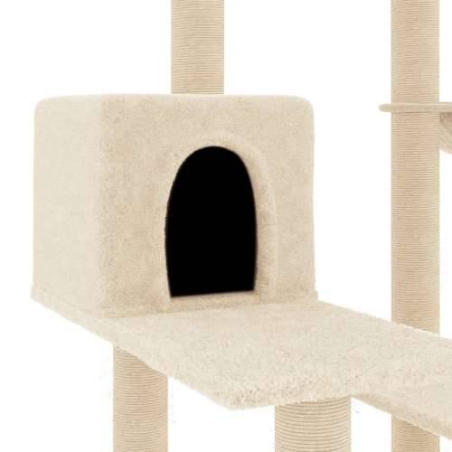 Penjalica za mačke - Kuća za mačke - Grebalica sa stupovima za grebanje krem 82,5 cm - Krema Cijena