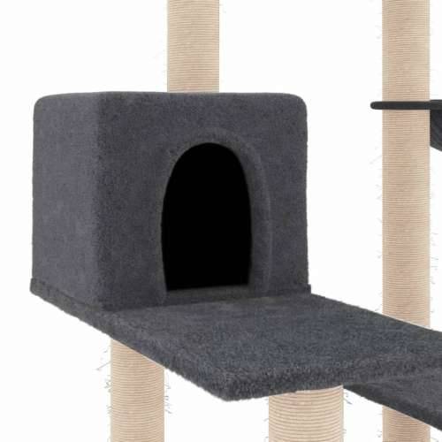 Penjalica za mačke - Kuća za mačke - Grebalica sa stupovima za grebanje tamnosiva 82,5 cm - Tamno siva Cijena