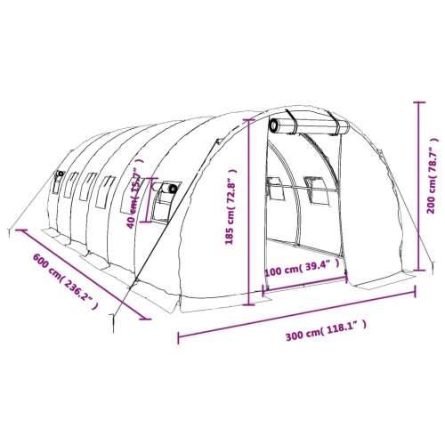 Staklenik s čeličnim okvirom zeleni 18 m² 6 x 3 x 2 m - Zelena 6 x 3 x 2 m 1 Cijena