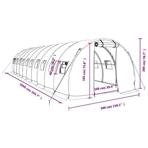 Staklenik s čeličnim okvirom bijeli 30 m² 10 x 3 x 2 m - Bijela 10 x 3 x 2 m 1 Cijena
