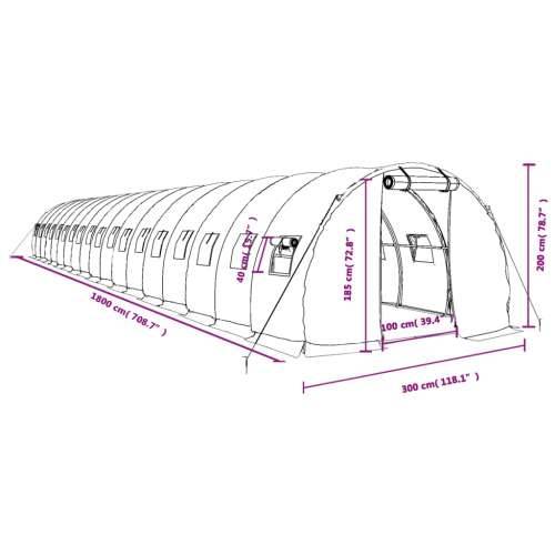 Staklenik s čeličnim okvirom bijeli 54 m² 18 x 3 x 2 m - Bijela 18 x 3 x 2 m 1 Cijena