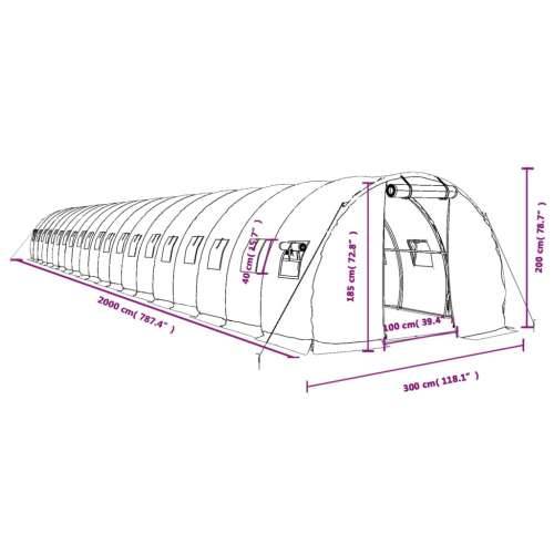 Staklenik s čeličnim okvirom bijeli 60 m² 20 x 3 x 2 m - Bijela 20 x 3 x 2 m 1 Cijena