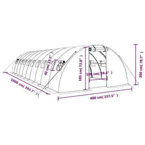 Staklenik s čeličnim okvirom bijeli 40 m² 10 x 4 x 2 m - Bijela 10 x 4 x 2 m 1 Cijena