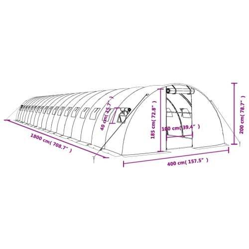 Staklenik s čeličnim okvirom bijeli 72 m² 18 x 4 x 2 m - Bijela 18 x 4 x 2 m 1 Cijena