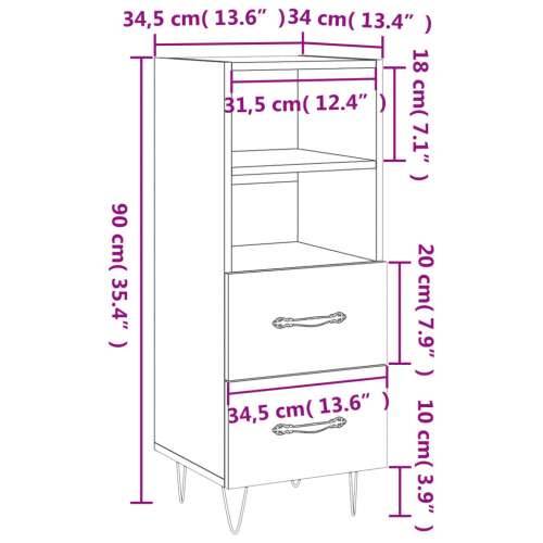 Komoda boja hrasta sonome 34,5x34x90 cm od konstruiranog drva - Sivi hrast sonoma 1 Cijena