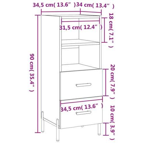 Komoda boja dimljenog hrasta 34,5x34x90 cm konstruirano drvo - Dimljeni hrast 1 Cijena