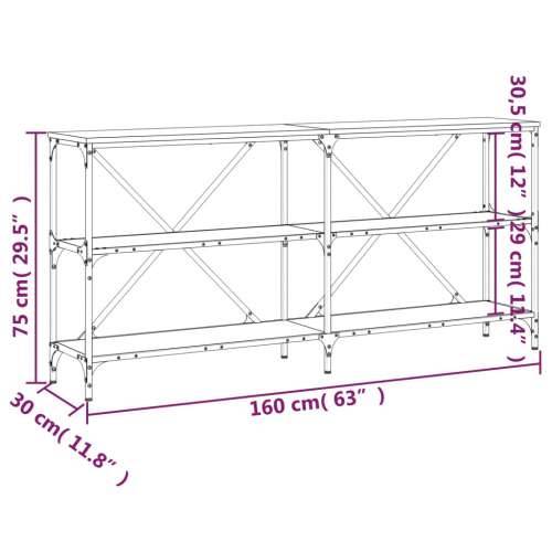 Konzoni stol boja smeđeg hrasta 160x30x75 cm od drva i željeza - Smeđi hrast 1 160 cm Cijena