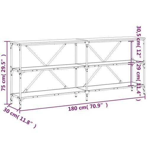 Konzoni stol boja smeđeg hrasta 180x30x75 cm od drva i željeza - Smeđi hrast 1 180 cm Cijena