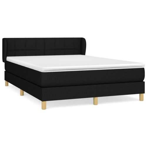 Krevet s oprugama i madracem crni 140 x 190 cm od tkanine - Crna 140 x 190 cm Blok s kvadratima Cijena
