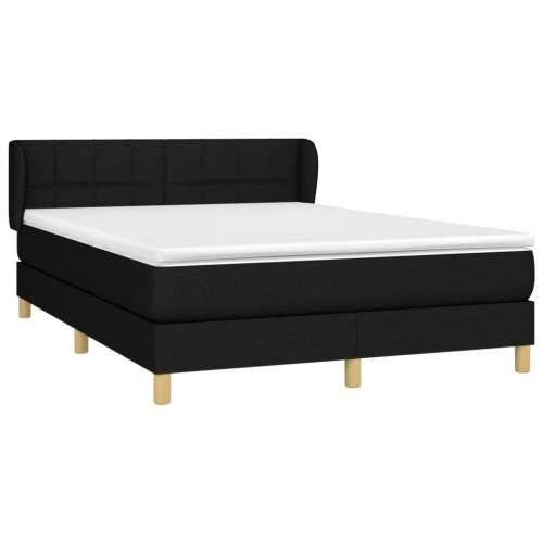 Krevet s oprugama i madracem crni 140 x 190 cm od tkanine - Crna 140 x 190 cm Blok s kvadratima Cijena