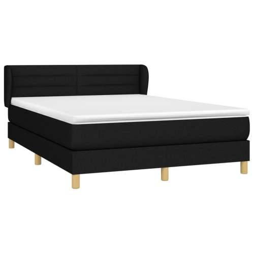 Krevet s oprugama i madracem crni 140 x 190 cm od tkanine - Crna 140 x 190 cm vodoravne pruge Cijena