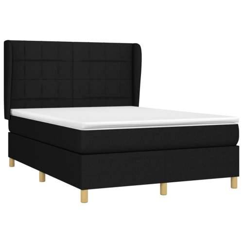Krevet s oprugama i madracem crni 140 x 190 cm od tkanine - Crna 140 x 190 cm Blok s kvadratima Cijena