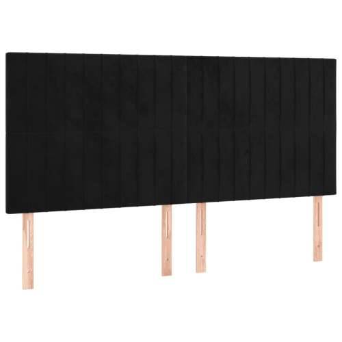 Krevet s oprugama i madracem crni 180x200 cm baršunasti - Crna 180 x 200 cm Okomite pruge Cijena