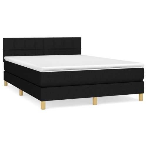 Krevet s oprugama i madracem crni 140 x 190 cm od tkanine - Crna 140 x 190 cm Blok s kvadratima Cijena