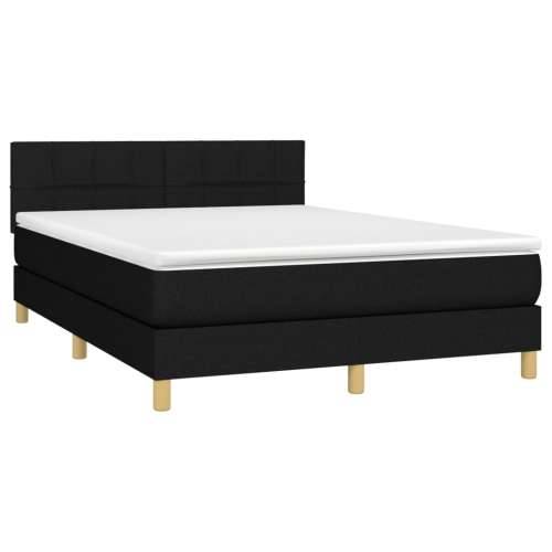 Krevet s oprugama i madracem crni 140 x 190 cm od tkanine - Crna 140 x 190 cm Blok s kvadratima Cijena