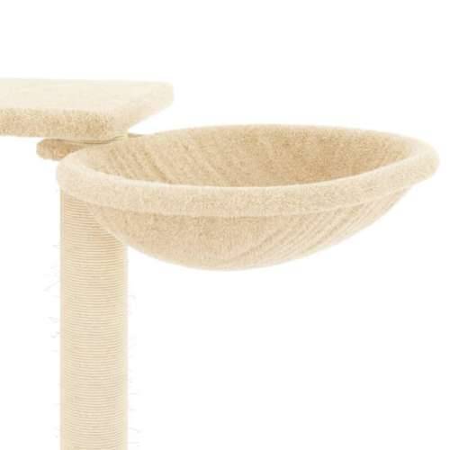 Penjalica za mačke - Kuća za mačke - Grebalica sa stupovima za grebanje krem 82 cm - Krema Cijena