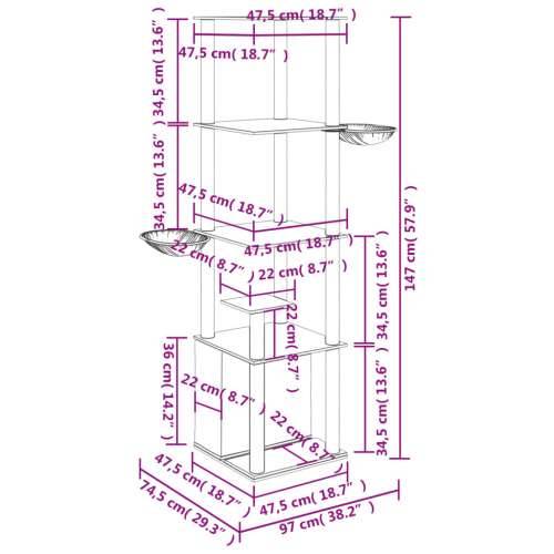 Gumirano pluto - Rola gumiranog pluta sa stupovima za grebanje krem 147 cm Krema Cijena