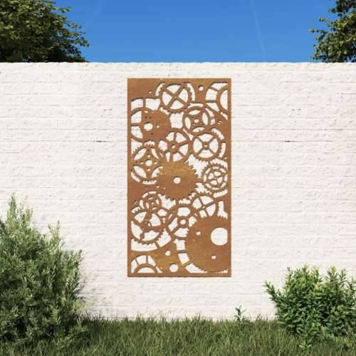 Vrtni zidni ukras 105 x 55 cm čelik COR-TEN s uzorkom zupčanika Cijena