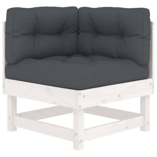 Kutna sofa od masivne borovine s jastucima bijela - Bijela boja bora 1 kutna sofa Cijena