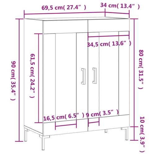 Komoda crna 69,5 x 34 x 90 cm od konstruiranog drva - Crna 1 Cijena