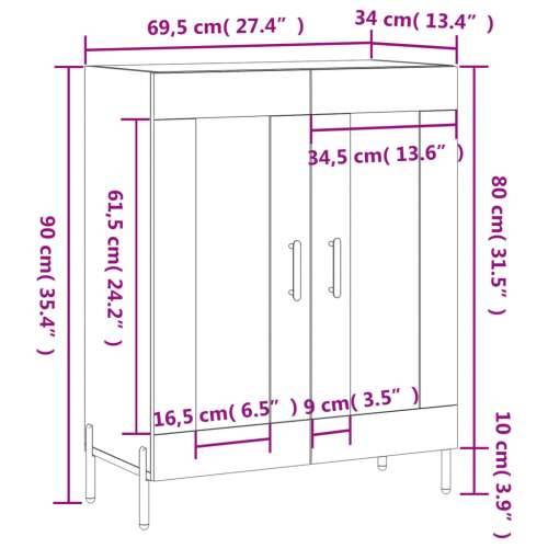 Komoda crna 69,5 x 34 x 90 cm od konstruiranog drva - Crna 1 Cijena