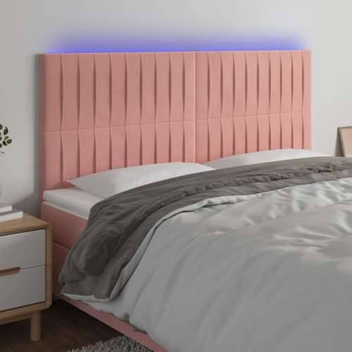 LED uzglavlje ružičasto 160x5x118/128 cm baršunasto - Ružičasta 160 x 5 x 118/128 cm 1 Cijena