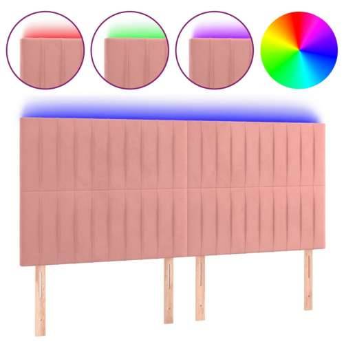 LED uzglavlje ružičasto 160x5x118/128 cm baršunasto - Ružičasta 160 x 5 x 118/128 cm 1 Cijena