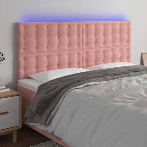 LED uzglavlje ružičasto 160x5x118/128 cm baršunasto - Ružičasta 160 x 5 x 118/128 cm 1 Cijena