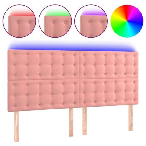 LED uzglavlje ružičasto 160x5x118/128 cm baršunasto - Ružičasta 160 x 5 x 118/128 cm 1 Cijena