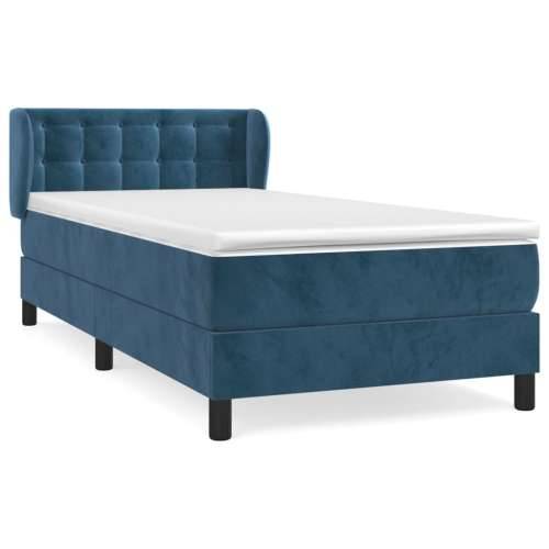 Box spring krevet s madracem tamnoplavi 90x190 cm baršunasti - Tamno plava 90 x 190 cm gumbi Cijena